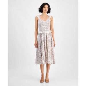 And Now This Women's Floral Tiered Lace-Trim Midi Dress Size M